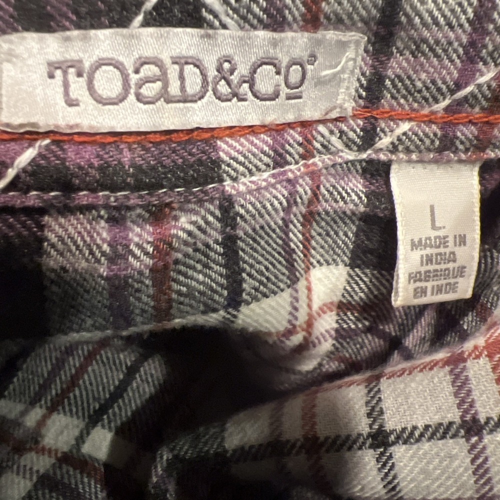 Toad & Co. Women's Long Sleeve Plaid Button Up Shirt Size L‎ Large  Hand Pockets - Picture 6 of 9